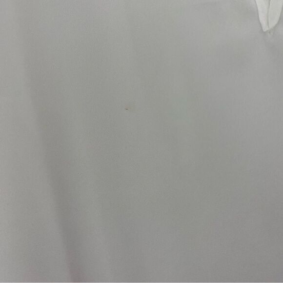 Calvin Klein Women’s Crew Neck Keyhole Opening Short Sleeve White Sheer Blouse - Picture 3 of 4